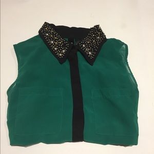 Green Sleeveless Blouse